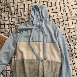 Grey,blue,white sweater dress with hood selling for 5
